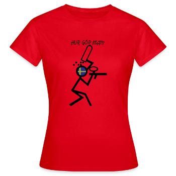 Schwedischer Paintball-Spieler lädt seinen Markierer wieder auf - Frauen T-Shirt - Rot - Vorne - AI Model Female 172 dark (172cm)