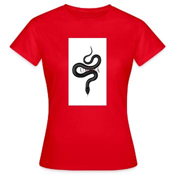 ÚМ฿ŔÁ – Die Dunkle Schlange Kollektion" - Frauen T-Shirt - Rot - Vorne - AI Model Female 172 dark (172cm)