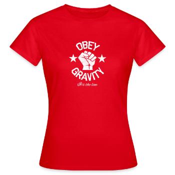 Obey Gravity - It's the law (Hell) - Frauen T-Shirt - Rot - Vorne - AI Model Female 172 dark (172cm)