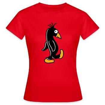 Pinguin läuft ulkig dumm guckt lustig doof albern - Frauen T-Shirt - Rot - Vorne - AI Model Female 172 dark (172cm)