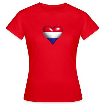 Niederlande glänzendes Herz blau weiß rot Fahne - Frauen T-Shirt - Rot - Vorne - AI Model Female 172 dark (172cm)