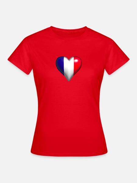 France coeur brillant tricolore bleu blanc rouge - T-shirt Femme - rouge