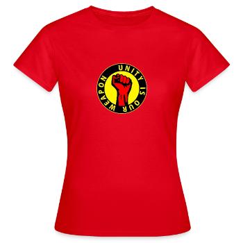 Digital - unity is our weapon - against capitalism - T-shirt Femme - rouge - Devant - AI Model Female 172 dark (172cm)