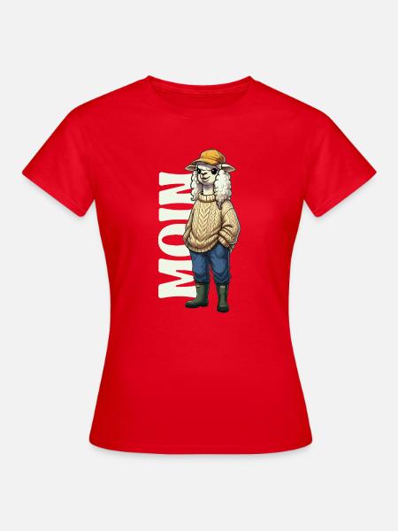 Moin Schaf – Küsten Design - Frauen T-Shirt - Rot