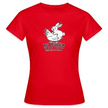 Osterhase und Hühnchen Duo - Frauen T-Shirt - Rot - Vorne - AI Model Female 172 dark (172cm)