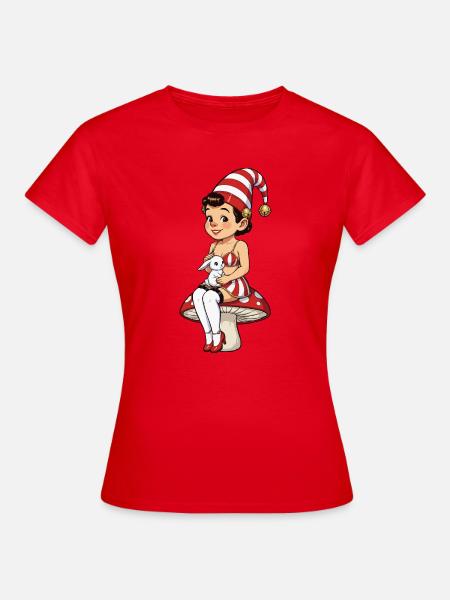 Leprechaun-Mädchen mit Kaninchen - Frauen T-Shirt - Rot