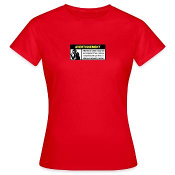 Avertissement Puissante  - T-shirt Femme - rouge - Devant - AI Model Female 172 dark (172cm)