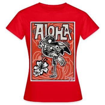 ALOHA - Frauen T-Shirt - Rot - Vorne - AI Model Female 172 dark (172cm)
