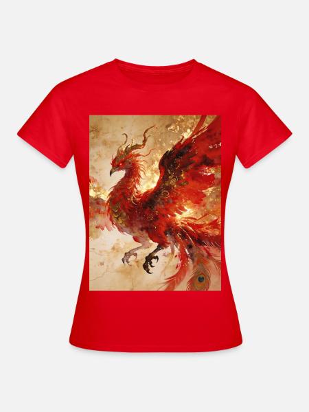 Der Sonnenherr: Phönix (Fenghuang) – Harmon - Frauen T-Shirt - Rot