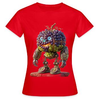 CLUSTER – Der Steampunk-Trauben-Golem - Frauen T-Shirt - Rot - Vorne - AI Model Female 172 dark (172cm)