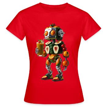 ROBY - Le cyborg buveur de smoothies - T-shirt Femme - rouge - Devant - AI Model Female 172 dark (172cm)