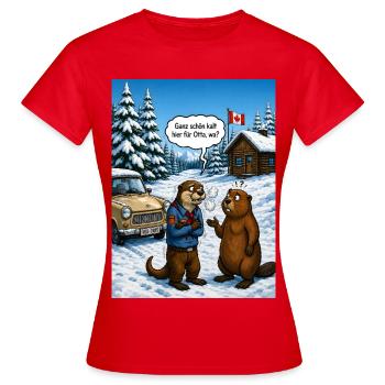 Otta, wa? – Lustiges Ottawa Otter Wortspiel - Frauen T-Shirt - Rot - Vorne - AI Model Female 172 dark (172cm)
