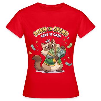 Chaton de richesse et d’argent - T-shirt Femme - rouge - Devant - AI Model Female 172 dark (172cm)