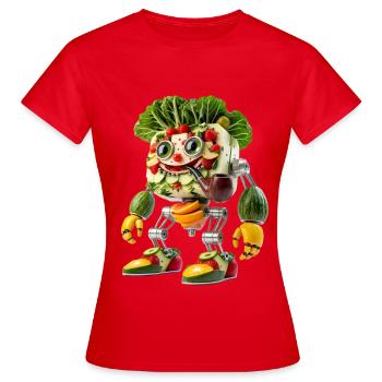 Robot Légumes Purée de Fruits Loufoke - T-shirt Femme - rouge - Devant - AI Model Female 172 dark (172cm)