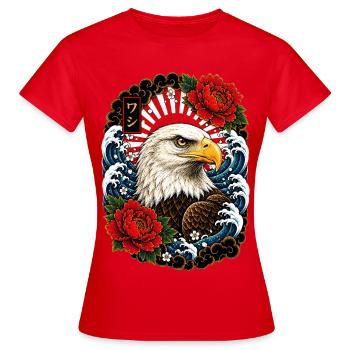 Weißkopfseeadler im japanischen Tattoo Stil - Frauen T-Shirt - Rot - Vorne - AI Model Female 172 dark (172cm)