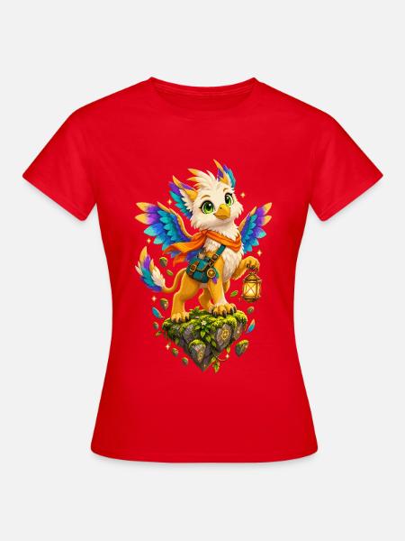 Leuchtender Farbengriffin - Frauen T-Shirt - Rot