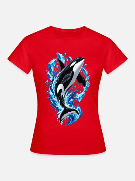Eisiger Orca Sprung mit Kristallen - Frauen T-Shirt - Rot