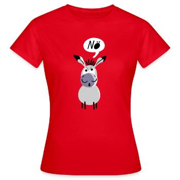 Der Esel sagt Nö - Frauen T-Shirt - Rot - Vorne - AI Model Female 172 dark (172cm)
