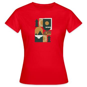 Geometrisches Naturblockdesign - Frauen T-Shirt - Rot - Vorne - AI Model Female 172 dark (172cm)