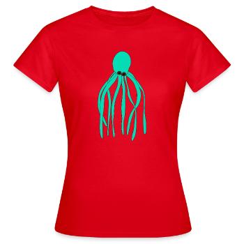 Pieuvre turquoise - T-shirt Femme - rouge - Devant - AI Model Female 172 dark (172cm)