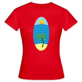 Palm Island Sonnenuntergang auf dem Surfbrett - Frauen T-Shirt - Rot - Vorne - AI Model Female 172 dark (172cm)