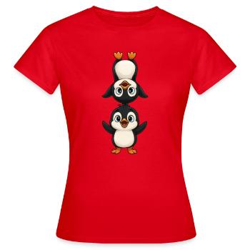 Drôle pingouin poirier dessin animé art amitié - T-shirt Femme - rouge - Devant - AI Model Female 172 dark (172cm)