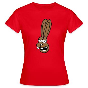 Hase Kaninchen Häschen Cartoon albern Hasenzähne - Frauen T-Shirt - Rot - Vorne - AI Model Female 172 dark (172cm)