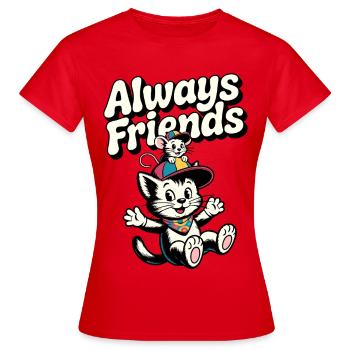 Illustration de chats et souris de Always Friends - T-shirt Femme - rouge - Devant - AI Model Female 172 dark (172cm)