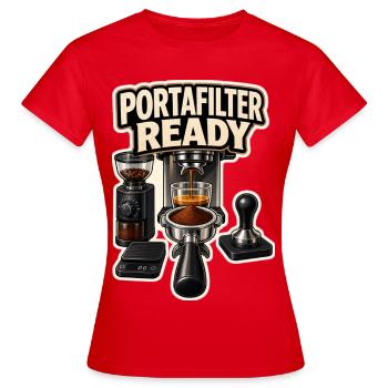 PORTAFILTER READY - Frauen T-Shirt - Rot - Vorne - AI Model Female 172 dark (172cm)