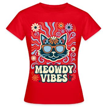 Meowdy Vibes Retro Katze - Frauen T-Shirt - Rot - Vorne - AI Model Female 172 dark (172cm)