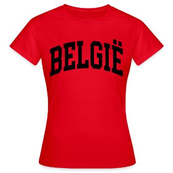 Belgique - T-shirt Femme - rouge - Devant - AI Model Female 172 dark (172cm)