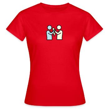 De fiers parents avec bébé | Pictogramme moderne - T-shirt Femme - rouge - Devant - AI Model Female 172 dark (172cm)
