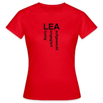Lea - Ein ganz spezielles Design nur für Lea - Frauen T-Shirt - Rot - Vorne - AI Model Female 172 dark (172cm)