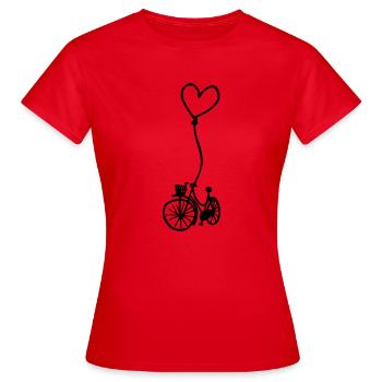 Fahrrad mit Herz am Seil - Frauen T-Shirt - Rot - Vorne - AI Model Female 172 dark (172cm)