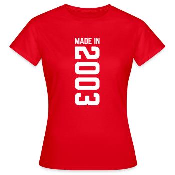 Made In 2003 - T-shirt Femme - rouge - Devant - AI Model Female 172 dark (172cm)
