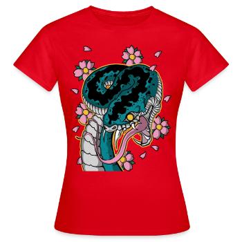Japanische Schlange - Frauen T-Shirt - Rot - Vorne - AI Model Female 172 dark (172cm)