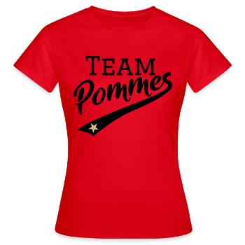 Équipe #Pommes | Gold Stern Edition | noir frites - T-shirt Femme - rouge - Devant - AI Model Female 172 dark (172cm)