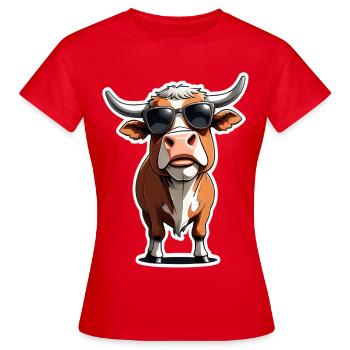 Casual cow with sunglasses - Women's T-Shirt - red - Front - AI Model Female 172 dark (172cm)