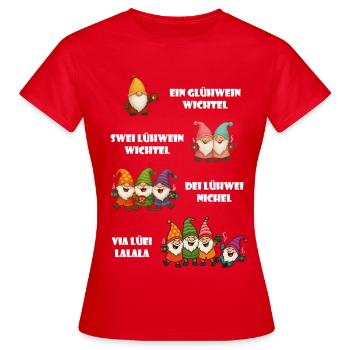 Lustiges Wichtel Glühwein Weihnachtsgeschenk - Frauen T-Shirt - Rot - Vorne - AI Model Female 172 dark (172cm)