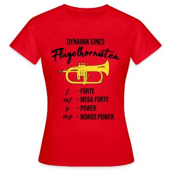 Flügelhorn - Dynamik eines Flügelhornisten, lustig - Frauen T-Shirt - Rot - Vorne - AI Model Female 172 dark (172cm)