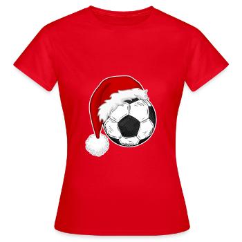 Weihnachten Fußballspieler Fußballfans - Frauen T-Shirt - Rot - Vorne - AI Model Female 172 dark (172cm)