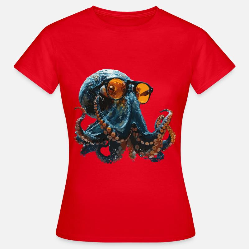 Funky Squid - Women's T-Shirt - red