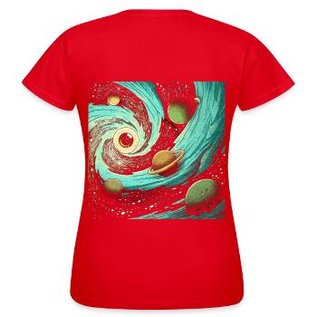 schau in eine supernova - Frauen T-Shirt - Rot - Hinten - AI Model Female 172 dark (172cm)
