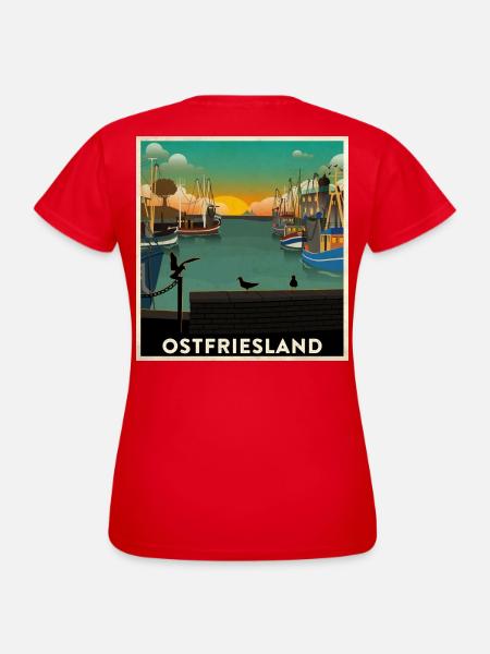 Ostfriesland Heimathafen - Frauen T-Shirt - Rot