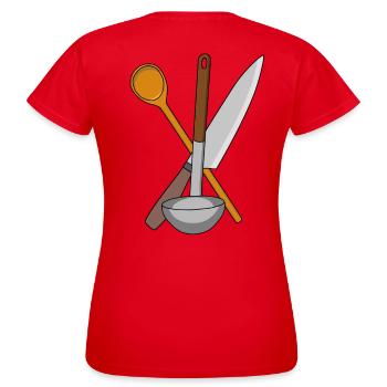 Couteau cuisinier Cuisine Cuisine Cuillerée à soupe - T-shirt Femme - rouge - Dos - AI Model Female 172 dark (172cm)