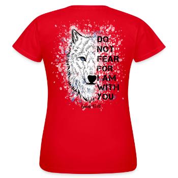 Religious quotation Bible verse - Women's T-Shirt - red - Back - AI Model Female 172 dark (172cm)