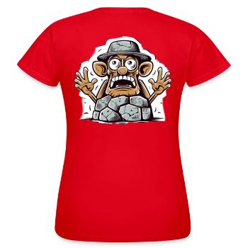 Comicischer Steinbrecher Cartoon - Frauen T-Shirt - Rot - Hinten - AI Model Female 172 dark (172cm)