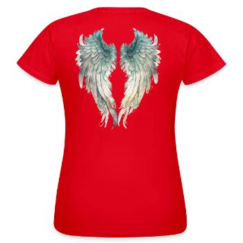 Ailes d'Ange Aquatiques Watercolor - T-shirt Femme - rouge - Dos - AI Model Female 172 dark (172cm)