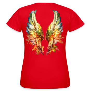 Ailes d'Ange Feuilles d'Automne Angelwings - T-shirt Femme - rouge - Dos - AI Model Female 172 dark (172cm)