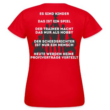 Fußball Regeln auf Fußballplatz für Eltern - Frauen T-Shirt - Rot - Hinten - AI Model Female 172 dark (172cm)